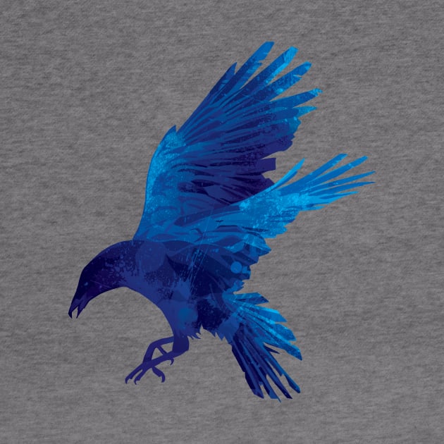 Raven Flying Digital Painting by polliadesign